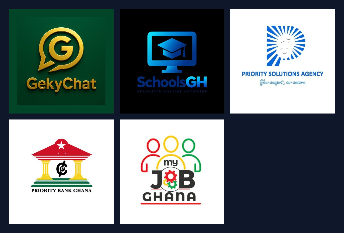 Brand identity package samples — logo systems crafted by GekyMedia