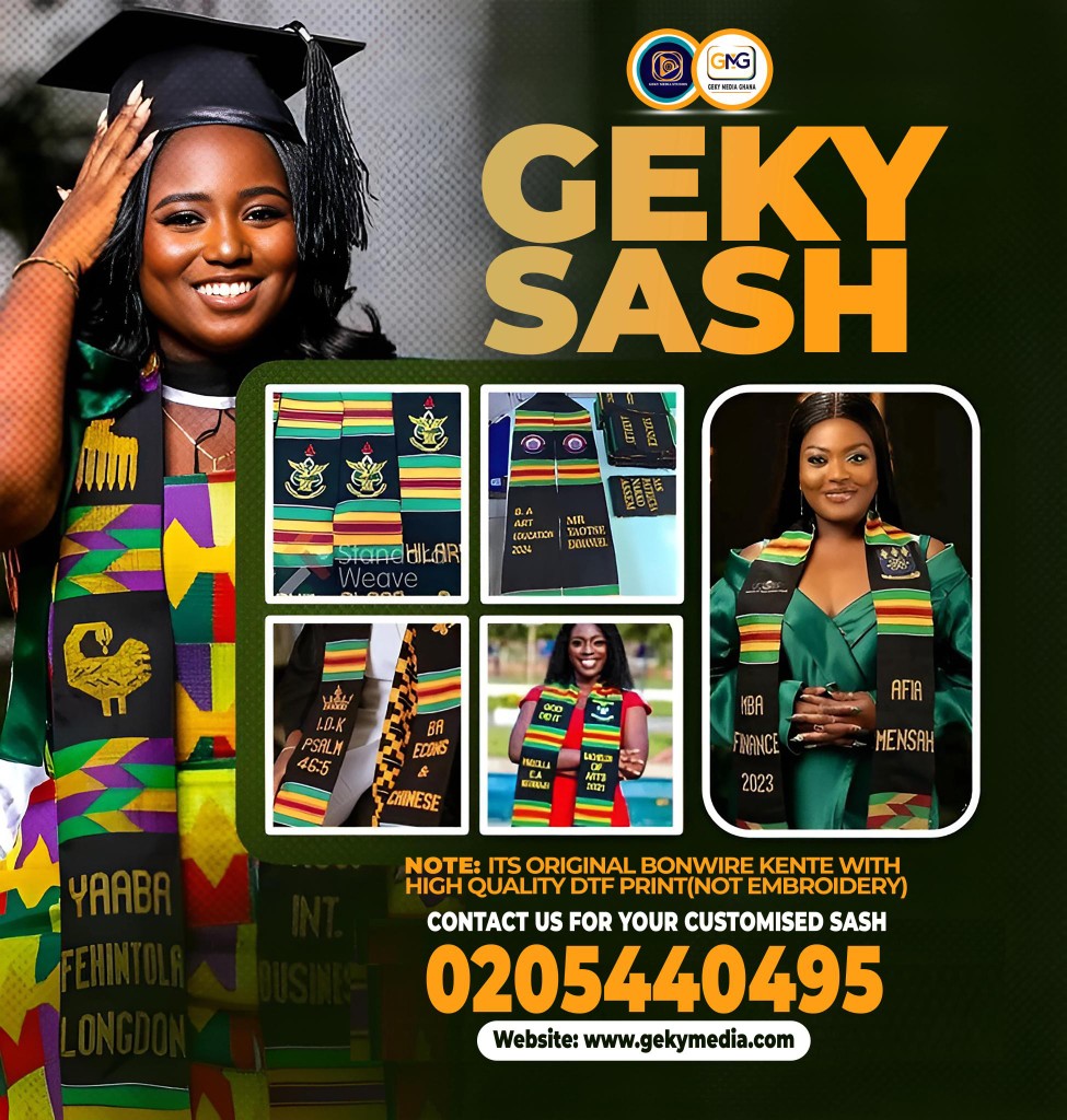 Geky Sash — original Bonwire Kente with high quality DTF print
